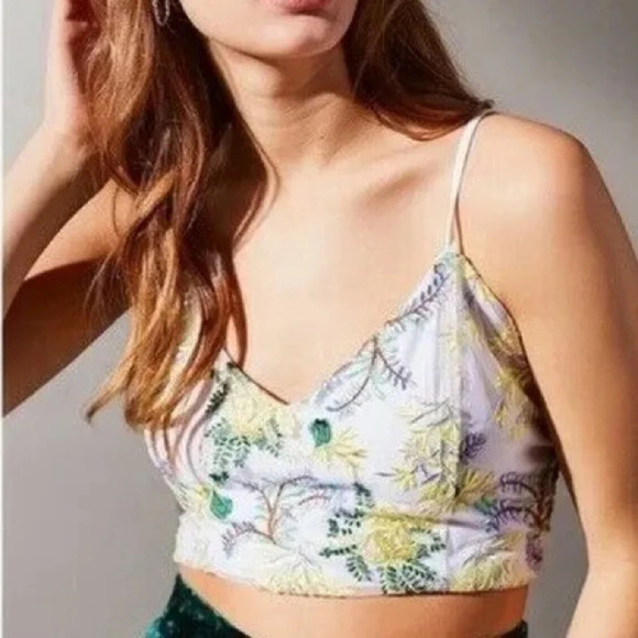 URBAN OUTFITTERS NWOT‎ Mesh Embroidered Bralette Crop Top - Picture 1 of 8
